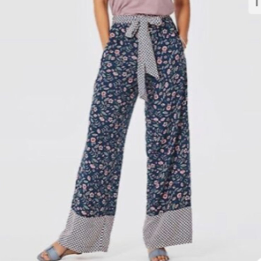 Matilda Jane medium navy floral waist tie pants